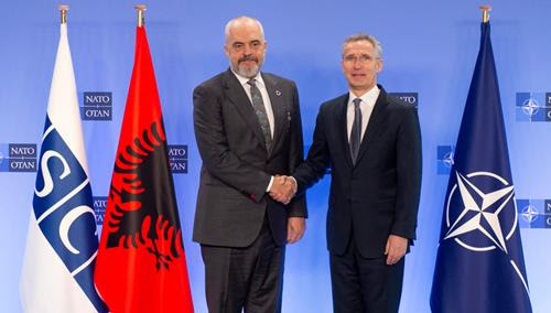 NATO Secretary General welcomes Albanian Prime Minister and Minister for Europe and Foreign Affairs Edi Rama at NATO Headquarters