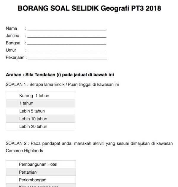 Contoh Soalan Temubual Tentang Guna Tanah - Selangor g