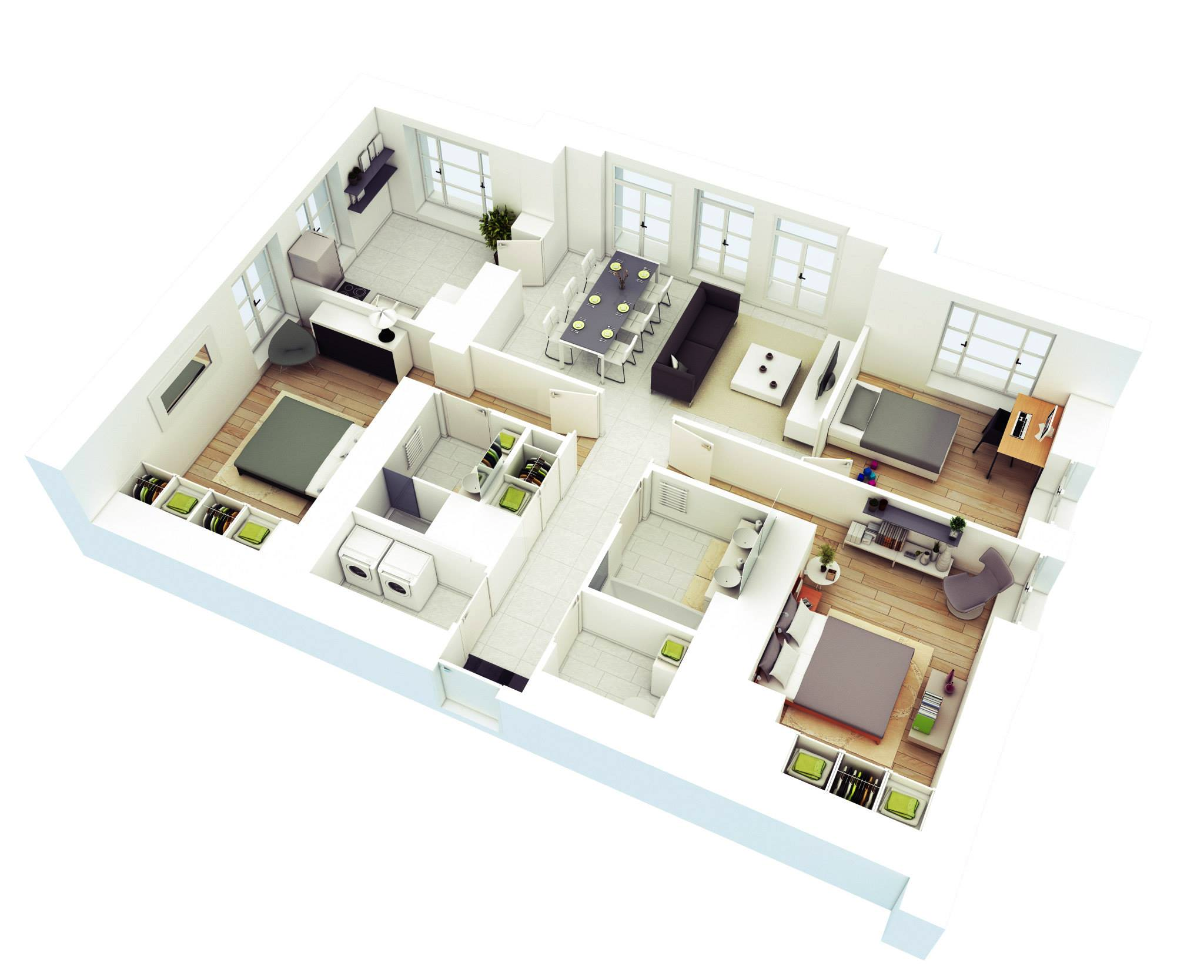Available in many file formats including max, obj, fbx, 3ds, stl, c4d, blend, ma, mb. 25 More 3 Bedroom 3d Floor Plans