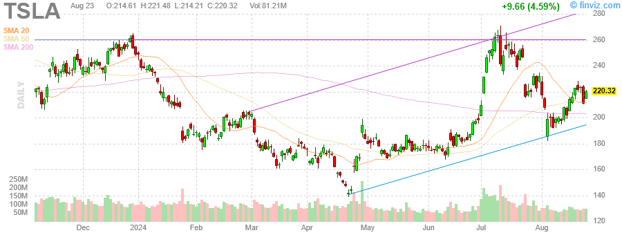 TSLA Tesla, Inc. daily Stock Chart