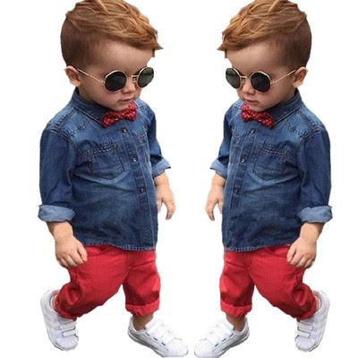 Low Cost 2PCS Baby Boy Kids Clothes Long Sleeve Shirt TopsPants Sets Casual Outfits 78Y