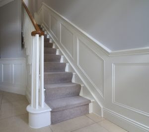 Premium mdf, moisture resistant mdf, fire rated mdf Panelling And Wainscoting At The Stairs