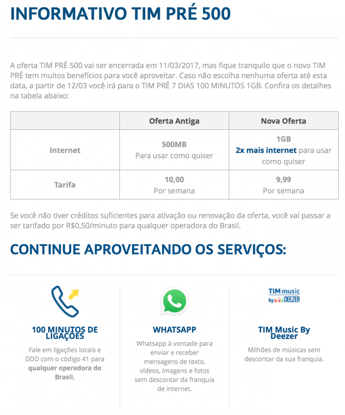 Tekrar internet erişimi sağlamak isterseniz yeni bir internet paketi almanız yeterlidir. Tim Muda Plano Pre Pago E Dobra Franquia De Internet Rmts Informaticarmts Informatica