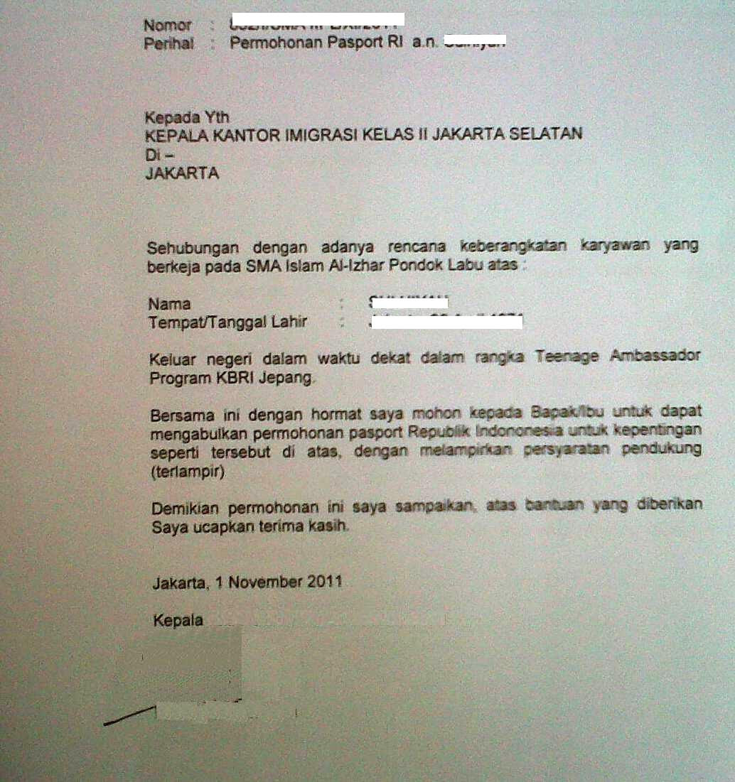 Contoh Surat Kuasa Ambil Paspor - Contoh Two