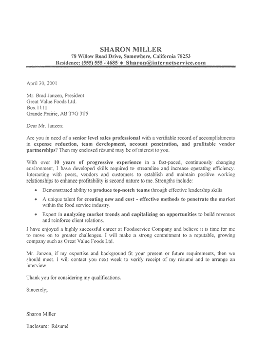 Cover Letter Example Executive