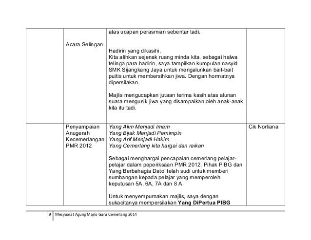 Teks Pengacara Majlis Untuk Mesyuarat Agung Pibg - Downlaod X