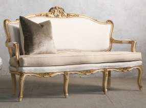 One of a Kind Vintage Settee Louis XV Cream Gilt