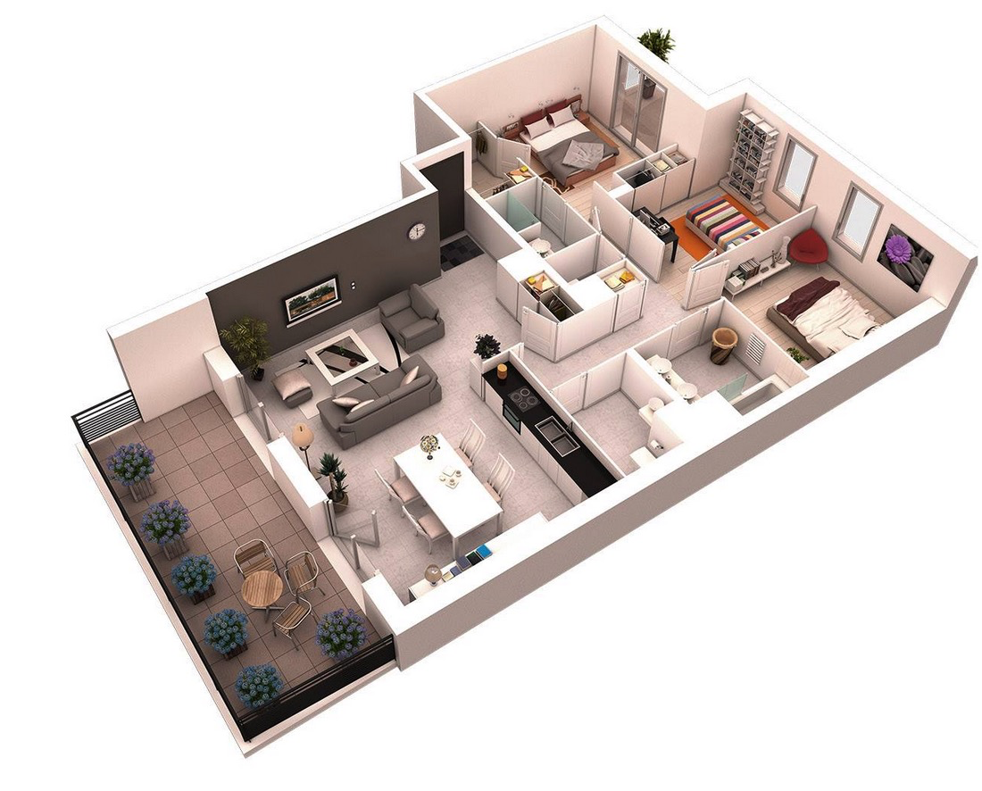See more ideas about l shaped house, l shaped house plans, house plans. 25 More 3 Bedroom 3d Floor Plans
