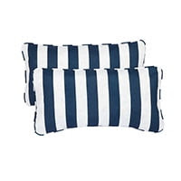 Set of 2 navy corded 12 x 24 inch indoor outdoor lumbar pillows