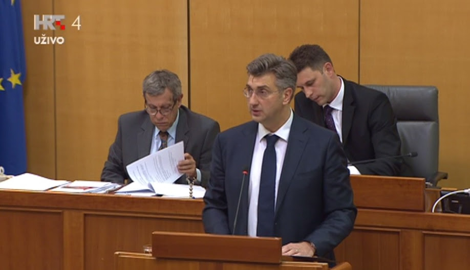 Andrej Plenkovic Croatia's Prime Minister designate Announces restructure of new government in parliament Friday 14 October 2016 Photo: screenshot HRT news