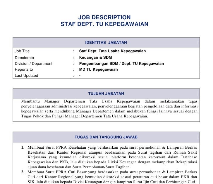 Contoh Job Description Tentang Perusahaan Jasa - Contoh 36