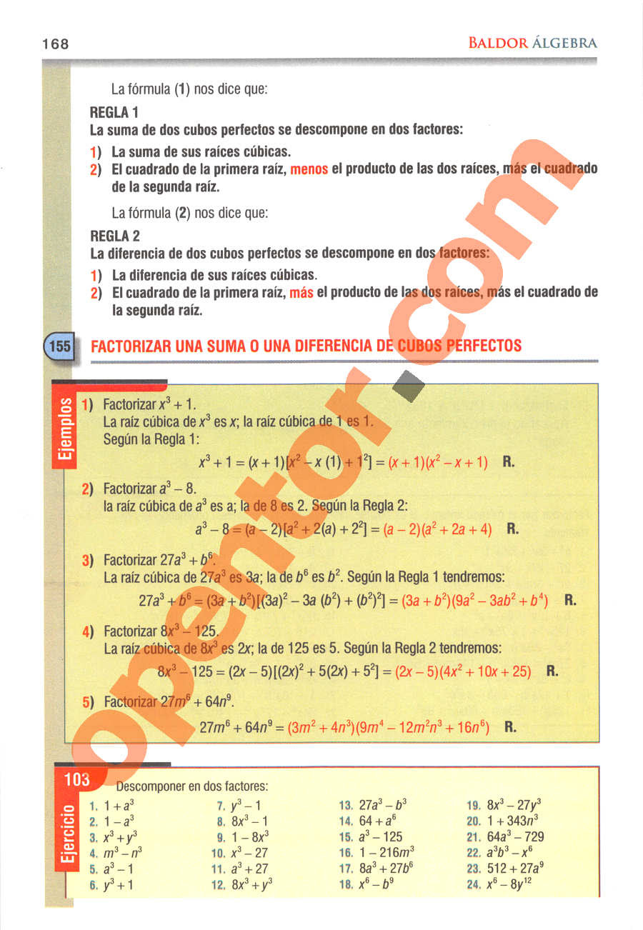 Maybe you would like to learn more about one of these? Algebra De Baldor Pagina 168