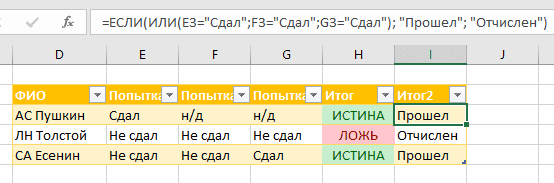 excel функция ЕСЛИ