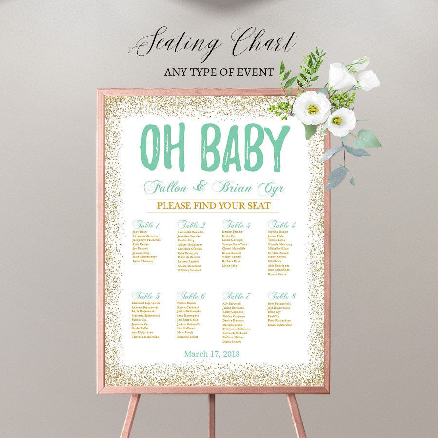 Explore a wide range of the best baby seat shower on aliexpress to find one that suits you! Baby Shower Seating Chart Board Oh Baby Gold And Mint Seating Chart Iconica Design