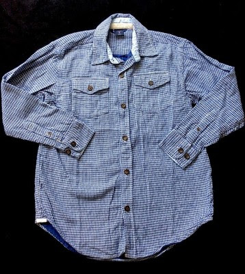 SALE Boy Size 8 Gap Kids Blue  White Checker Long Sleeve Dress Shirt Casual