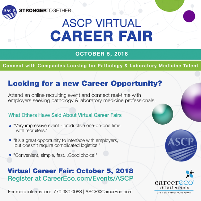 Register Now: ASCP Virtual Career Fair October 5, 2018 