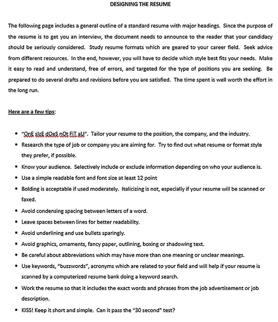 Keyword outlines keyword outline notes 1 write out the. Sample Resume Outline Template And Other Resume Samples For Specific Purposes Room Surf Com