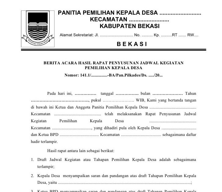 Surat Berita Acara Pemilihan Rt. Contoh Surat Berita