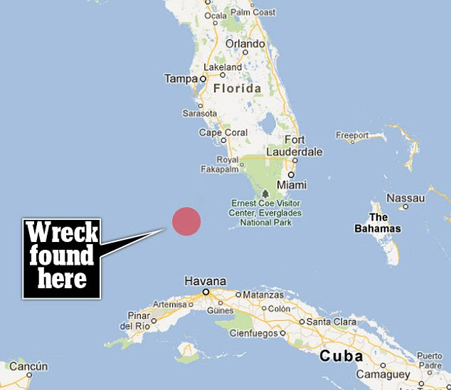 Find: The site of the shipwreck is around 400 miles away from the Florida Keys