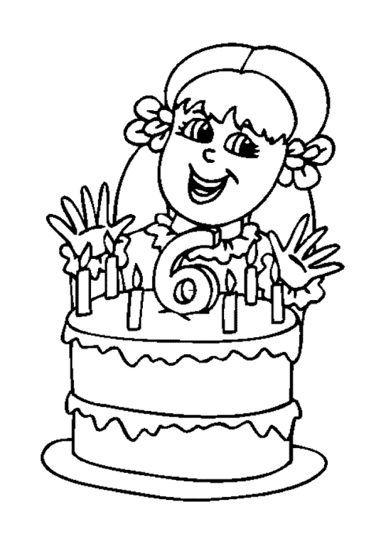 Coloriage Gateau Anniversaire 6 Ans  Haut Coloriage HDImages et