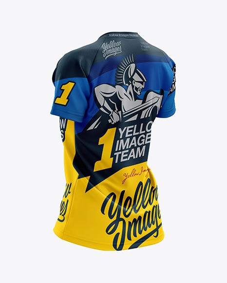 Download Free Women's MTB Trail Jersey mockup (Back Half Side View ...
