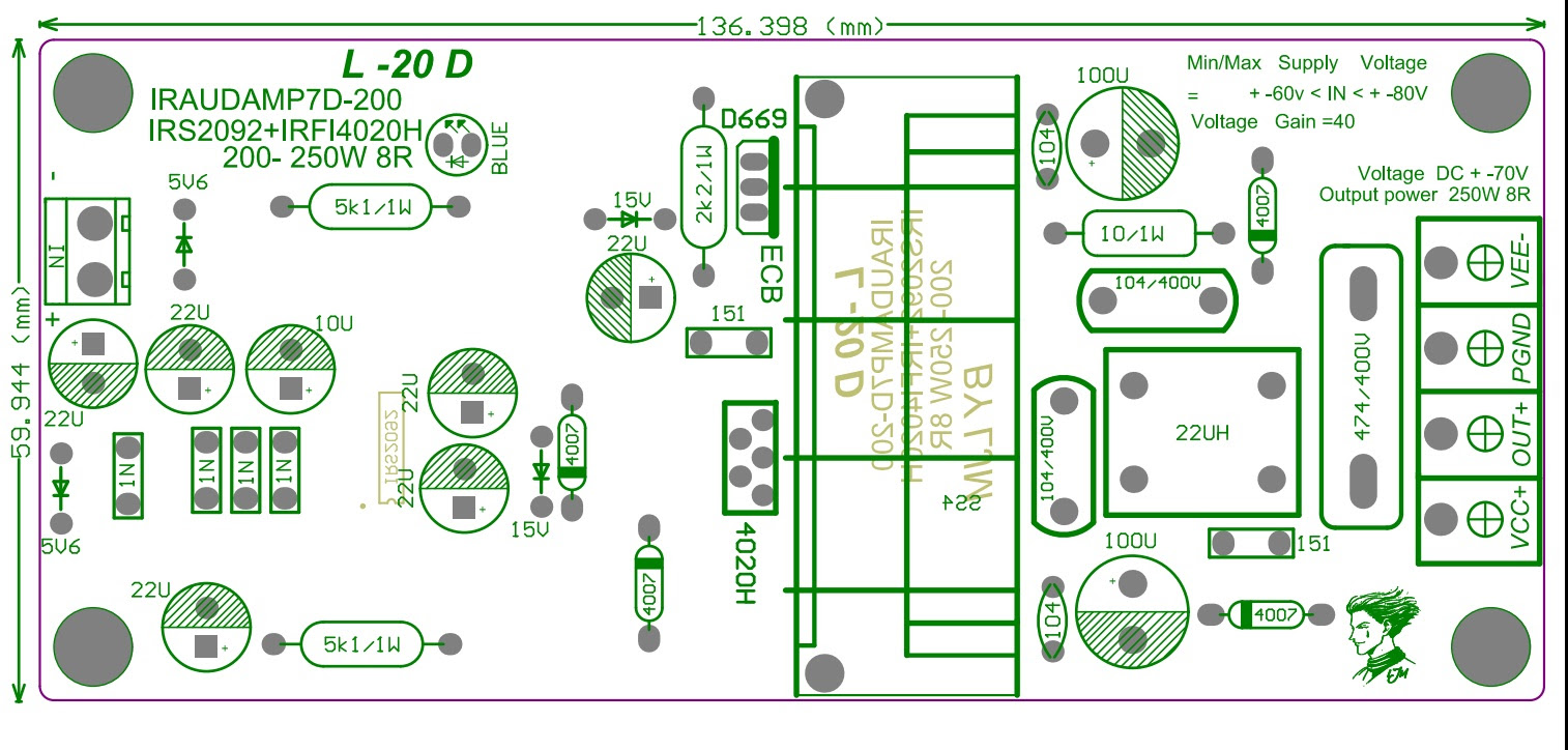  Skema  Irs2092 Skema  Layout Pcb Power  Amplifier  PCB 