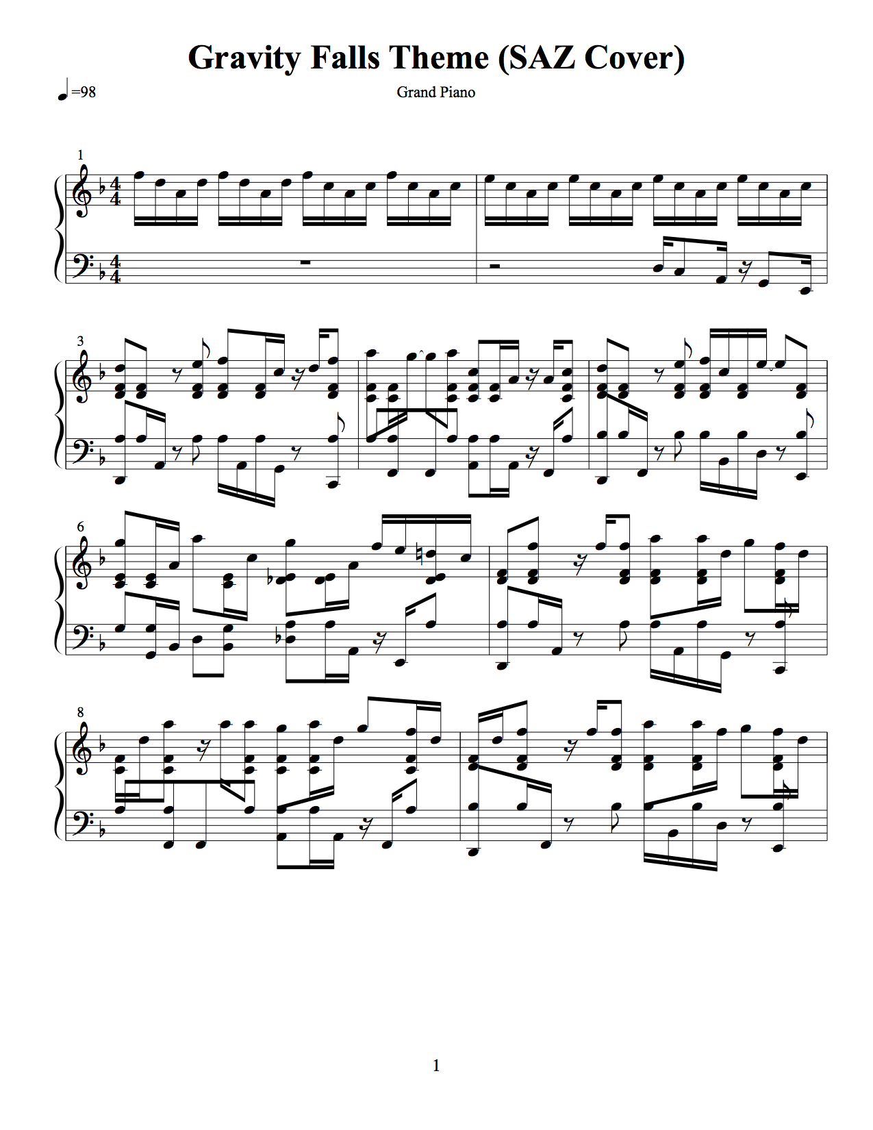gravity falls song on roblox piano sheet in description
