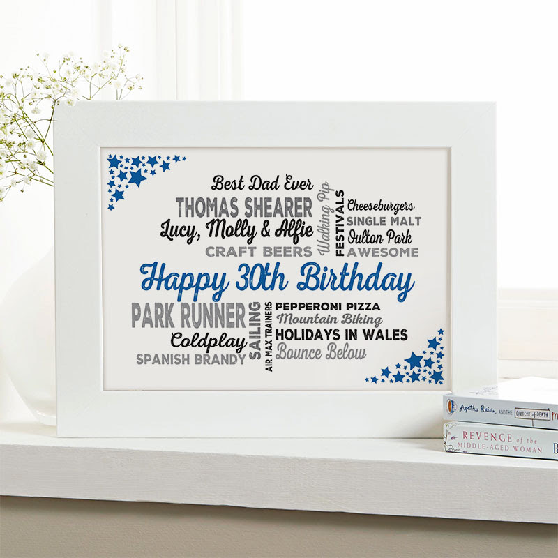 Gifts for life's special events! 30th Birthday Gift For Men Of Personalized Word Art Chatterbox Walls