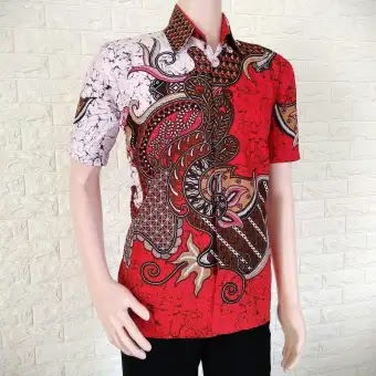 Model  Baju Batik Pria Kombinasi Kain Polos 2021 Kumpulan 