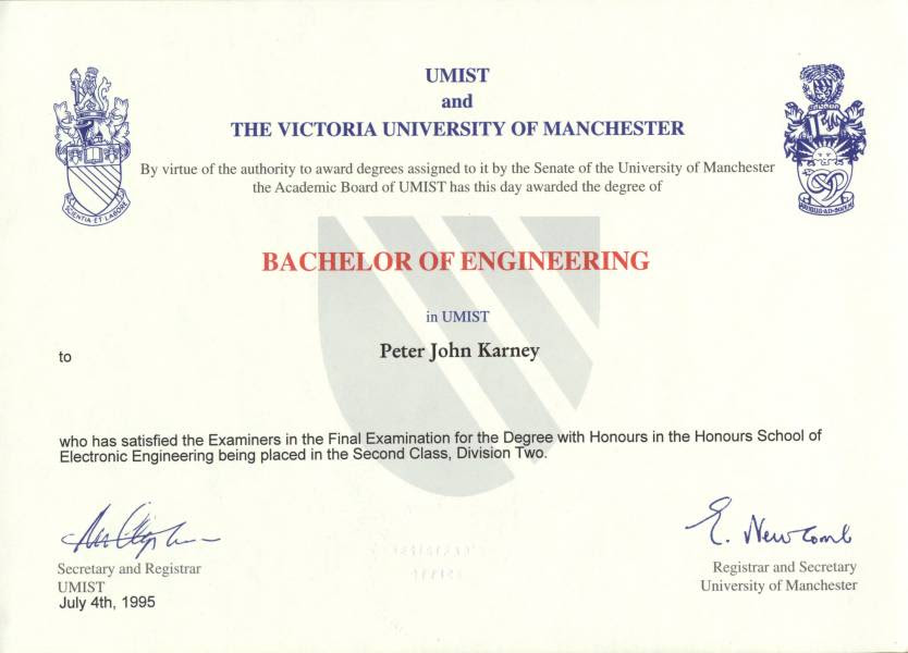 Bachelor Of Engineering Degree Certificate