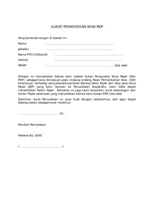 Contoh Surat Non Pkp