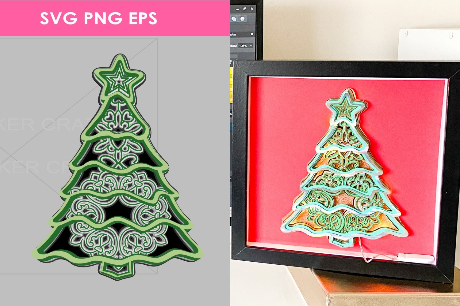 Download Layered Mandala Christmas Tree Svg Design - Free Layered SVG Files