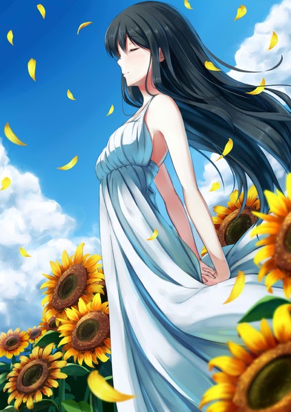 ひまわり 夏 女の子 イラスト Book195