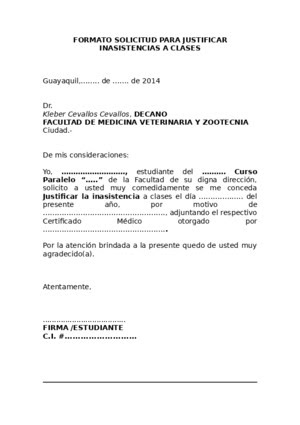 Carta De Excusa Por Inasistencia A Clases - About Quotes u