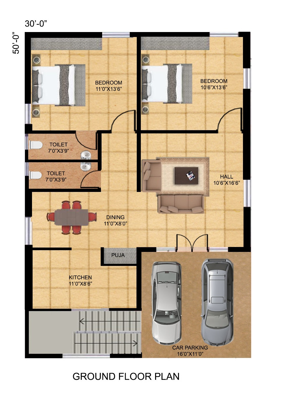  Vastu  2bhk House  Plan  East  Facing  Autocad Design 