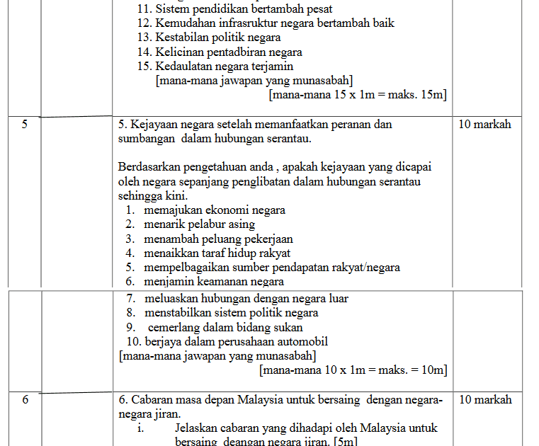 Skema Jawapan Sejarah Kertas 3 Pembangunan Dan Peranan 