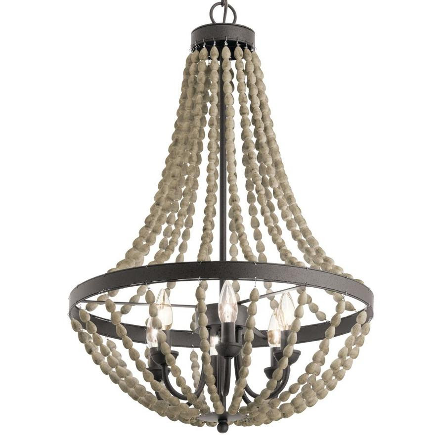 Light fixtures can make a strong statement. Kichler Coltyn 6 Light Anvil Iron Bohemian Global Beaded Chandelier In The Chandeliers Department At Lowes Com