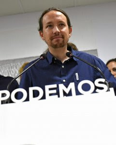 El Secretario General de Podemos, Pablo Iglesias, durante la rueda de prensa que ha ofrecido en la sede de la formación en Madrid, valorando los resultados en las elecciones catalanas. EFE / Fernando Villar.
