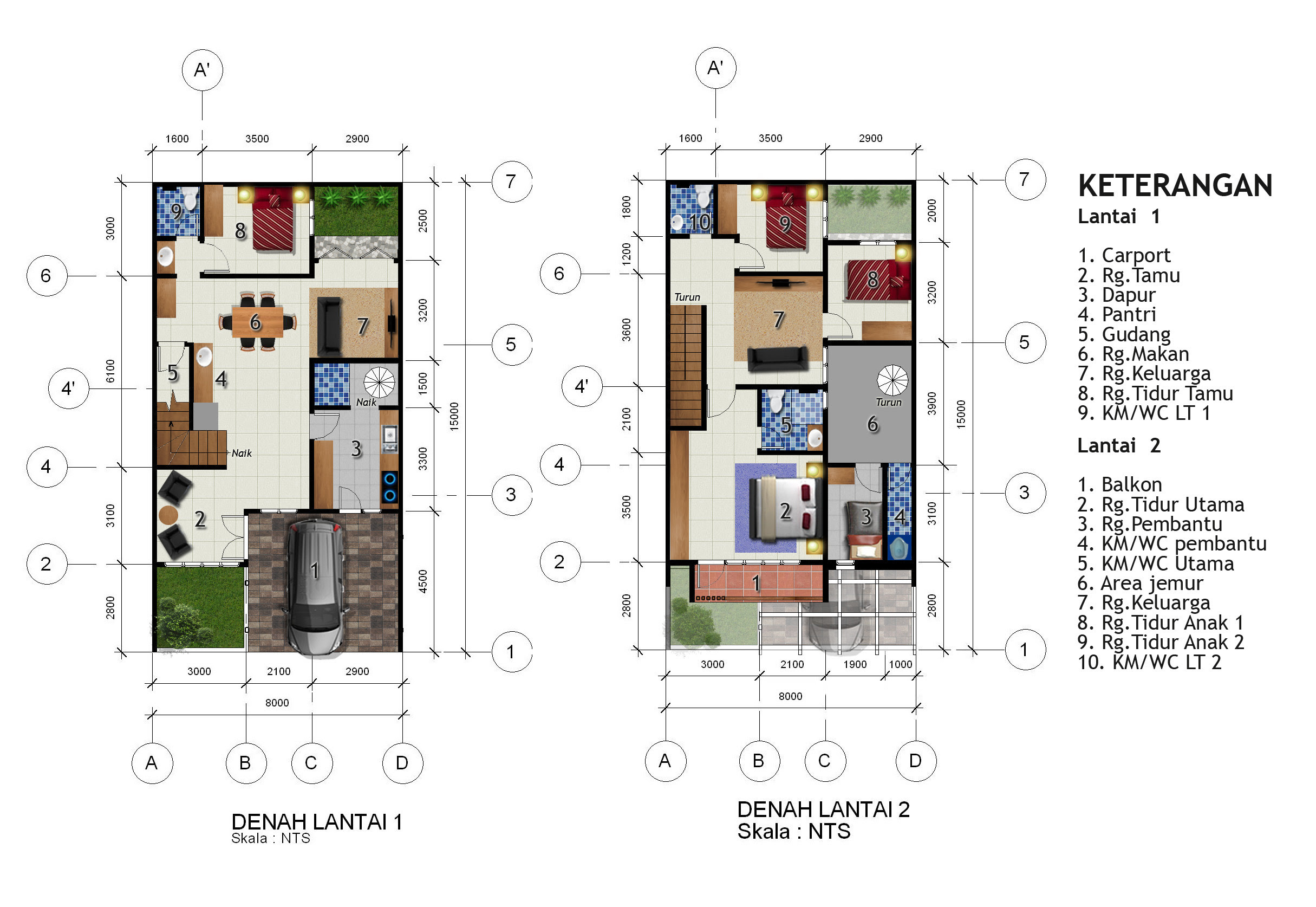 Denah Rumah 2 Lantai 9 X 15 Top Rumah