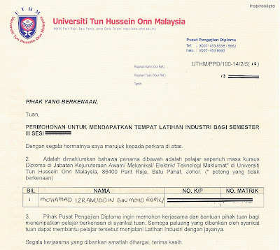 Surat Rayuan Vokasional - Contoh Ole