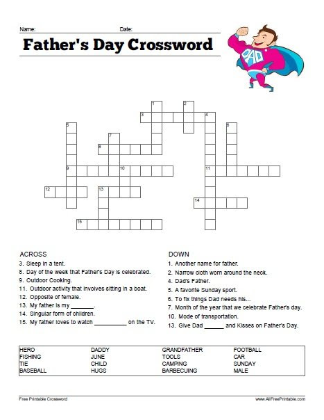 Lots of bible maze puzzles, bible word search puzzles, bible coloring pages and more! Father S Day Crossword Puzzle Free Printable