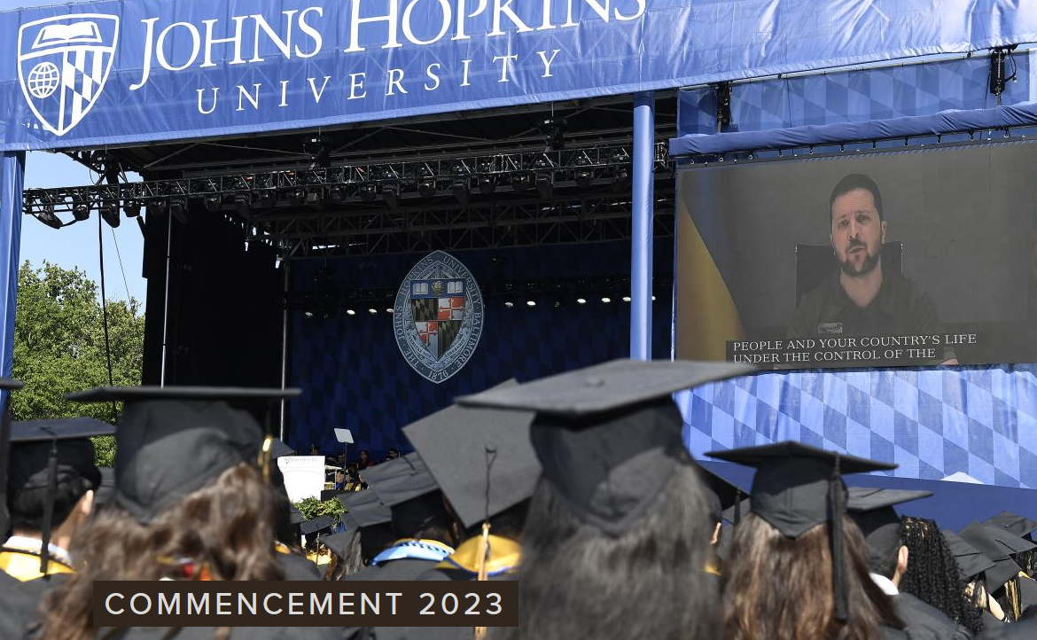 Photo of lame commencement ceremony at Johns Hopkins.