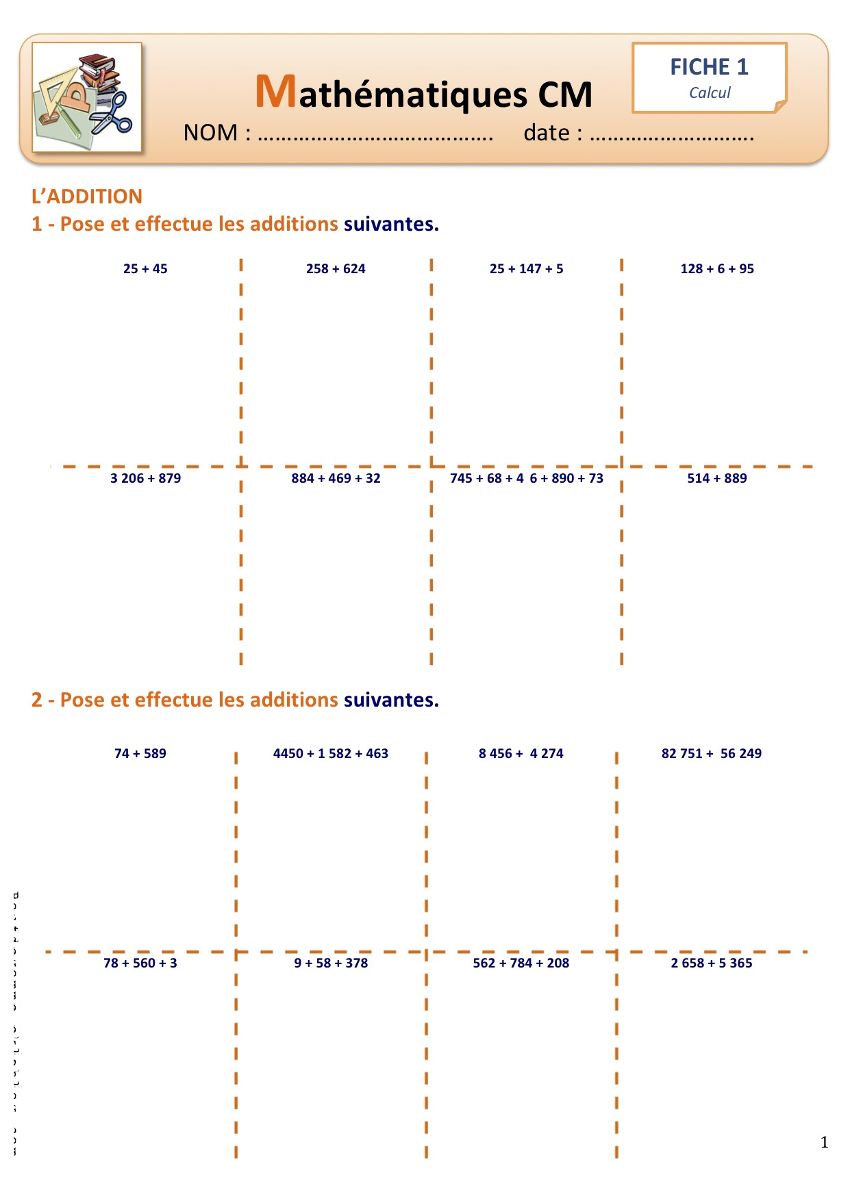 Modifiez des fichiers excel avec feuilles de calcul. Fiches Calcul Additions Bout De Gomme