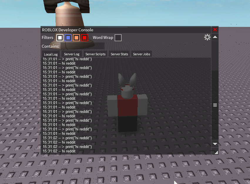 roblox developer console commands 2018