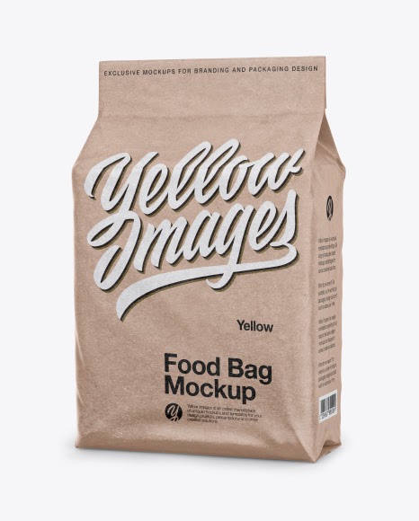 Download Food Packaging Mockup Free Psd - Kraft Stand Up Food Bag Mockup In Bag Sack Mockups On Yellow