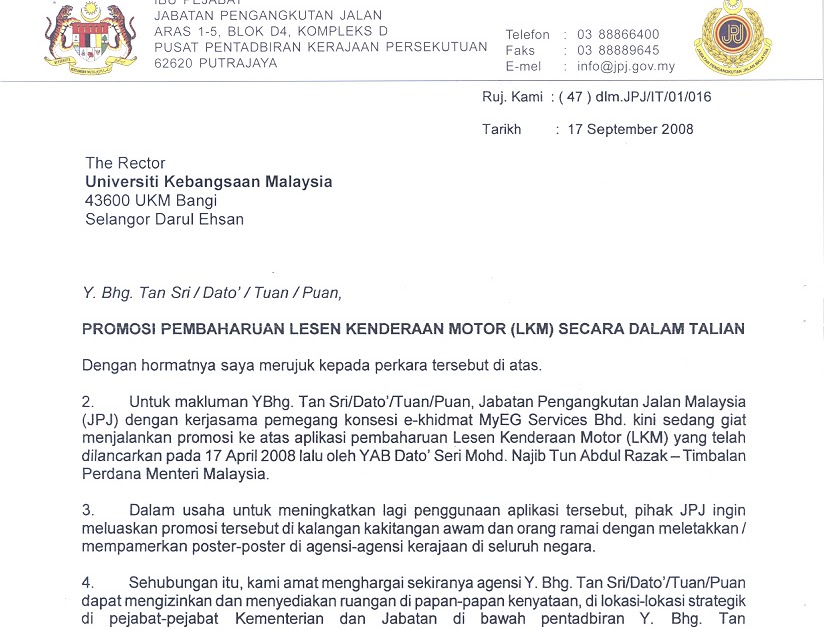 Contoh Surat Rasmi Ukm - Contoh Stop