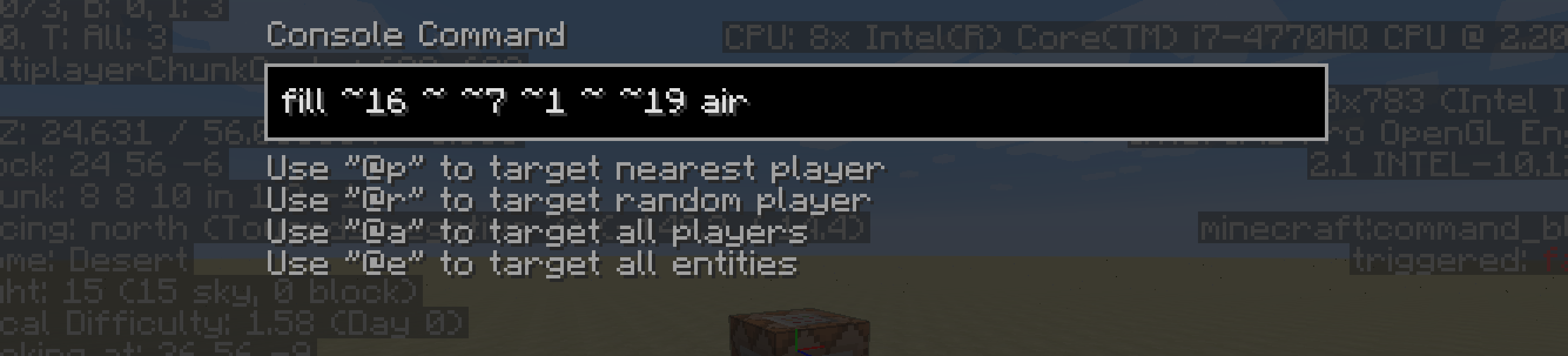 マイクラ Fill コマンド Minecraft Pe チートコマンド Fill を使って山を壊したりブロックを敷き詰めて埋め立てる整地方法