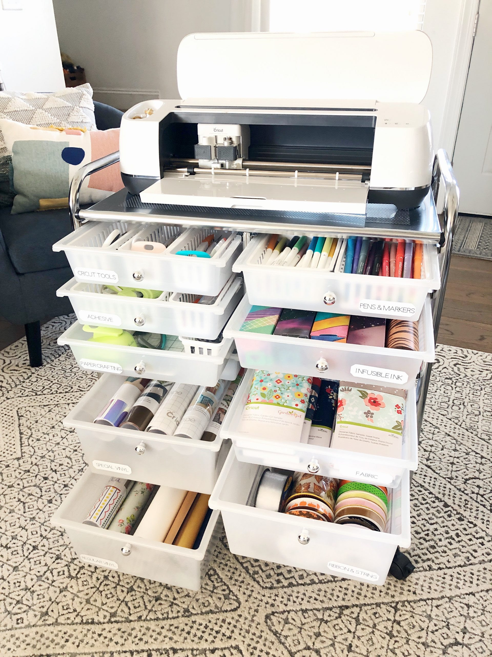 Cricut has included a basic sample pack to get you started with your first project. A Look Inside My Cricut Craft Cart Organized Ish By Lela Burris