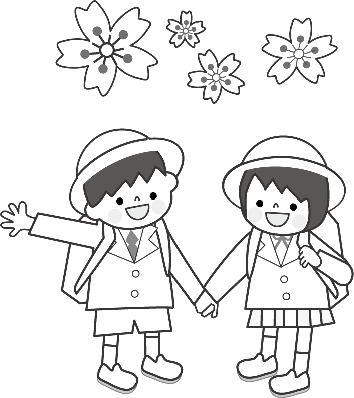 エレガント入園式 イラスト モノクロ 美しい花の画像