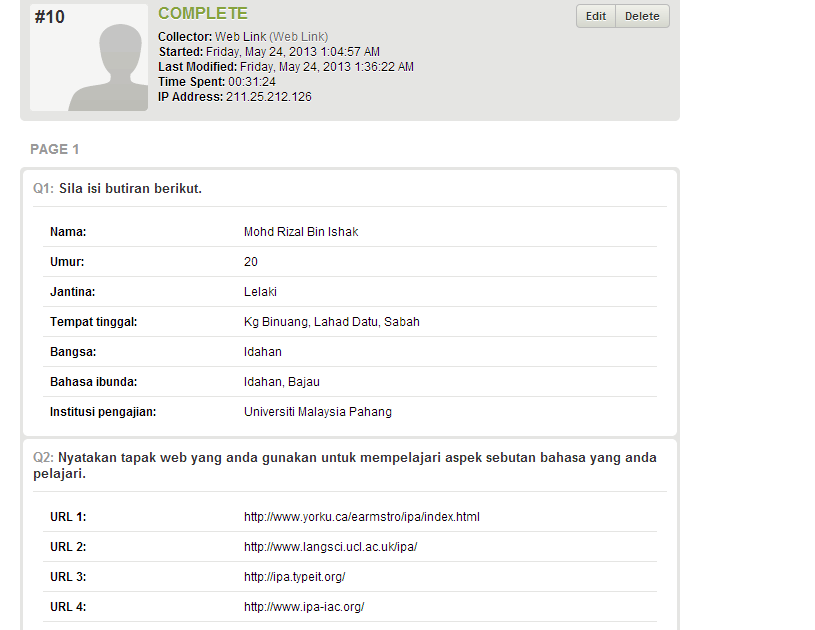 Borang Soal Selidik It - Gontoh